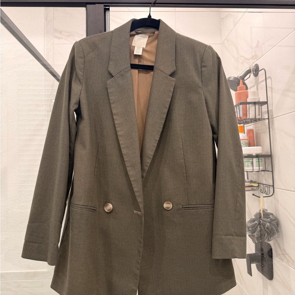 H&M Khaki Blazer with Button Detail